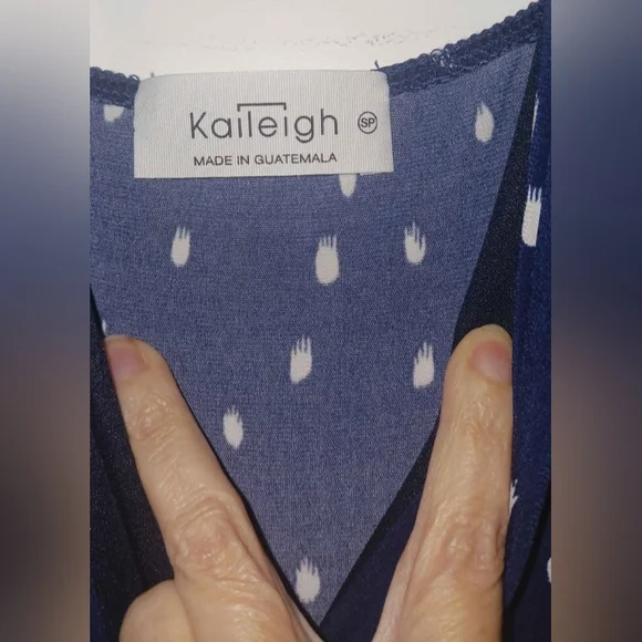 Kaileigh Navy and White Spotted Jumpsuit - Picture 2 of 5